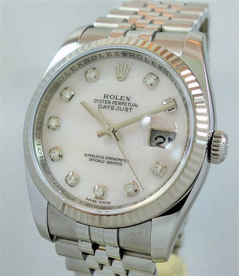 rolex mother of pearl diamond dial datejust|rolex datejust 36mm 116234.